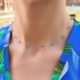 ДАМСКО НЕЖНО КОЛИЕ НА ПРОЗРАЧНА КОРДА СЪС СИНИ КРИСТАЛИ СВАРОВСКИ/SWAROVSKI